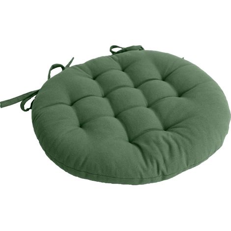 Galette de Chaise Piquée Uni "Panama" 38cm Vert Argile