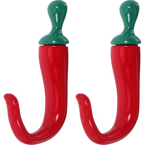 Crochets Muraux Support Robuste et Usage Polyvalent Forme Piment Rouge en Alliage de Zinc Lot de 2 Pièces Design Vintage Unique Cuisine et Maison (1/5)