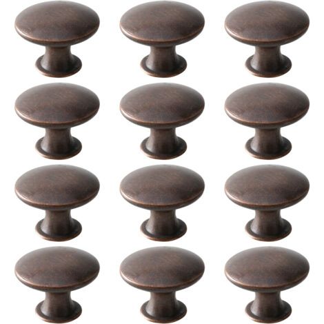 Lot de 12 boutons de porte pour placard, style vintage, ronds, en métal, pour cuisine et salle de bain, 30 x 21 mm, cuivre (1/5)