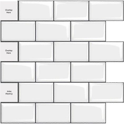 (10 carreaux, version plus épaisse) Crédence adhésive, carreaux de métro, imitation carreaux de céramique (1/5)