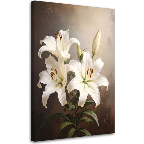 Wandbild für wohnzimmer  Weiße Lilien Blumen Natur 70x100 cm