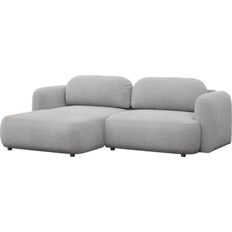 Selsey Tvoya – Ecksofa mit Schlaffunktion, Ottomane links, Bouclé Hellgrau
