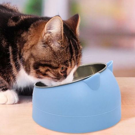 Gamelle en acier inoxydable pour chat avec base antidérapante, facile à nettoyer, gamelle pour animaux de compagnie de qualité alimentaire pour chats et petits animaux de compagnie (1/5)