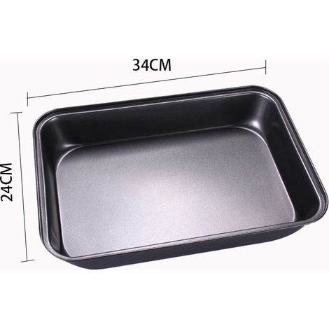 Molde rectangular antiadherente para pasteles, plancha de barbacoa de acero al carbono profunda, opciones grande, mediana y pequeña Aimawu, plancha para asar pollo ([15610] Grande 34cm  24cm) (1/5)