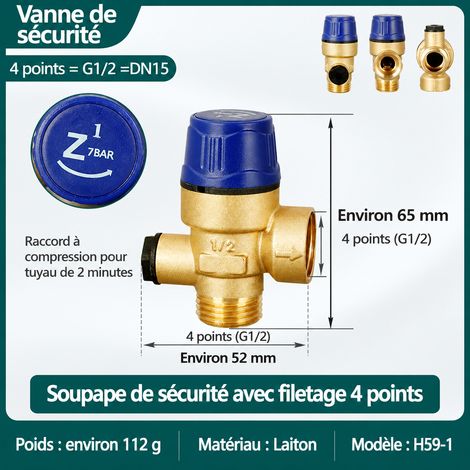 Soupape de sécurité en laiton 7 bar sans manomètre 1/2 pouce 7bar 3 1 kg – Livraison gratuite