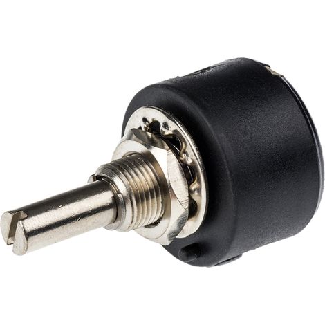 Potentiomètre bobiné RS PRO, 25kO max, Ø axe 6 mm, Montage panneau (1/2)