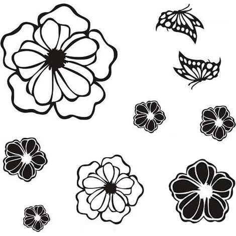 Stickers Papillon De Mur Flower Stickers De Papillon Floral Mural Mural Art Decor pour Machine À Laver Réfrigérateur (1/4)