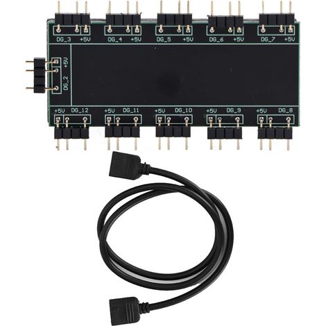 Hub PC 10 Canaux RGB pour Ventilateurs, Câble d'Extension Motherboard MOD (5V 3 Broches) (1/5)