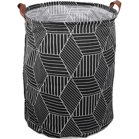 Panier À Linge - Avec Poignées - Pliable - Pour Tri Et Rangement - 35 x 45 cm - Noir