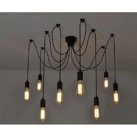 Lámpara de techo Vintage suspendido look retro 8 casquillos E27