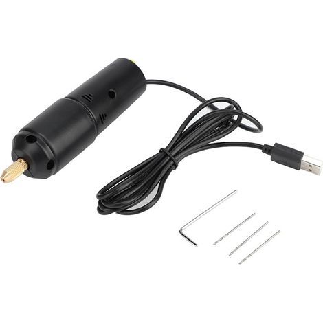 Mini-Elektrobohrmaschine, tragbar, mit Micro-USB-Anschluss und 3 Bohrern, 5 V Gleichstrom (1/5)
