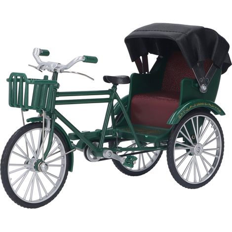 Rikscha-Modell im Retro-Design, dekoratives und interessantes dreirädriges Rikscha-Tischornament aus Aluminium, grün (1/5)
