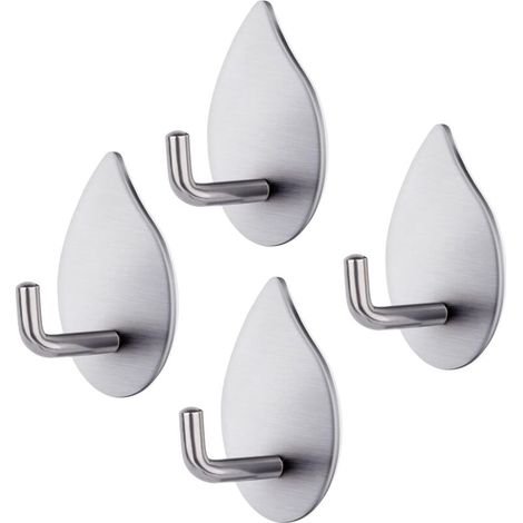 Gancio adesivo, 4 pezzi Ganci autoadesivi in acciaio inossidabile 304 Ganci da parete impermeabili Portasciugamani da bagno resistente Capacità 3 kg Gancio da parete per camera da letto Cucina Bagno