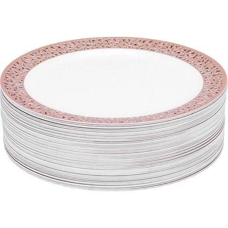 Lot de 50 assiettes en plastique jetables pour carnaval, mariage, anniversaire, fête, vacances (1/5)