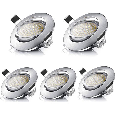 Spots encastrés LED ronds réglables 5W ultra-minces blanc chaud 3000K 110-250V pour salle de bain, cuisine, salon, couloir (lot de 5)