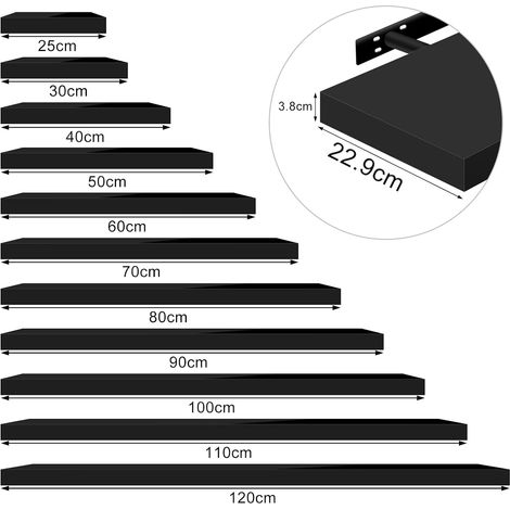 WOLTU Estante de pared / Estante flotante / Estantería pequeña para salón – 25 cm
