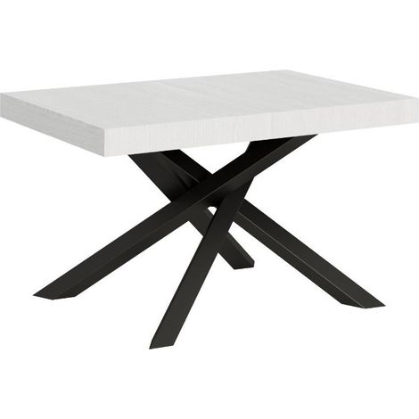 Table extensible 4 à 10 personnes blanche et pieds entrelacés anthracite L 130 à 234cm Artemis (1/5)