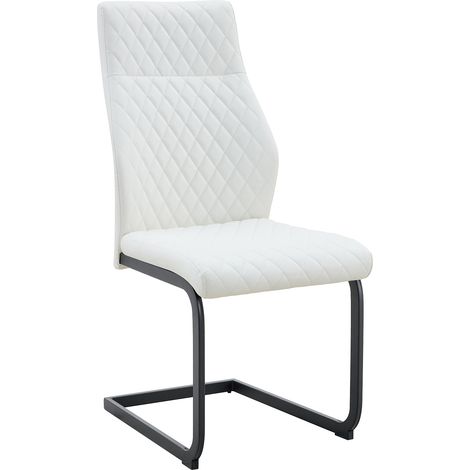 Conjunto de mesa redonda de 60 cm y 2 sillas blancas con tapizado capitoné (1/5)