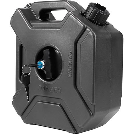 Réservoir d'essence de 1,3 gallon (5 litres), bidon d'huile portable de secours de 5 litres avec serrure et clés, compatible avec motos, SUV, quads et la plupart des voitures, noir. (1/5)