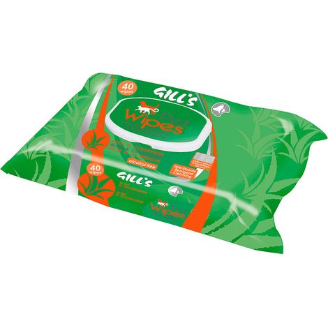 Gill's XL Salviettine Umidificate per Animali Igienizzanti con Aloe e Clorexidina 40 Unità (30x20cm)