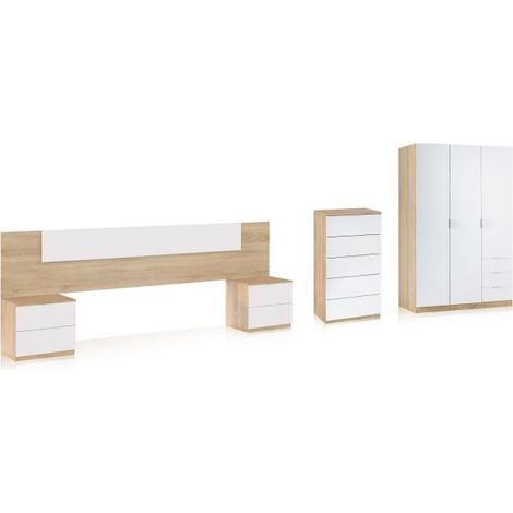 Dormitorio Akari 5C Plus Blanco Artik (Blanco Mate) - Roble Canadian (ancho) x 95cm (alto) (1/5)