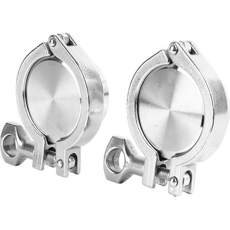 2 Sets Schnellmontage-Blindplatten-Set, hygienische Güteklasse 304 Edelstahl, Klemmringdichtung, Klemme für Gehäuse
