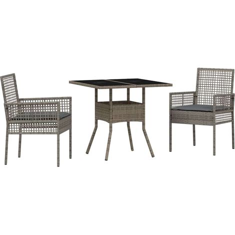 Maison Exclusive - Garten Essgruppe 3 pcs Grau Poly-Rattan