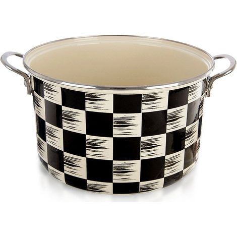 Tetera esmaltada, dise帽o de tablero de ajedrez, 26 cm, 6,5 l (1/5)
