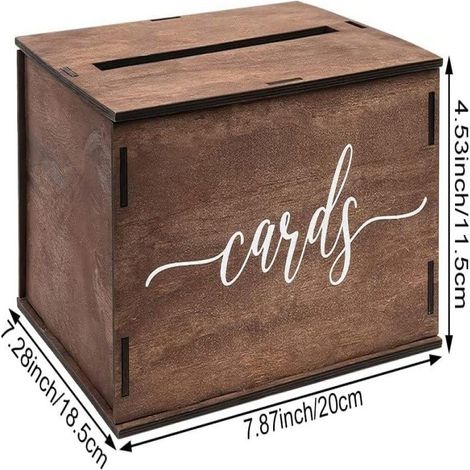 Boîte cadeau de mariage vintage en bois, boîte de rangement décorative de bureau pour café (1/3)