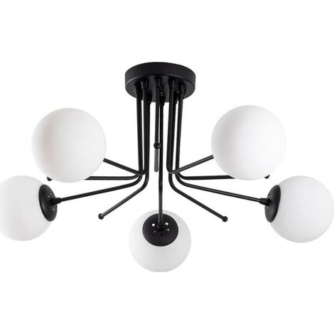 Plafón de techo "Model 12" de cinco luces (5xE27) – Negro (1/4)