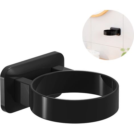Haartrockner-Halter, Wandmontage, Haartrockner-Halter, Kunststoff, selbstklebend, ohne Bohren, mit transparentem Steckerhalter, Haartrockner-Aufbewahrungsaufhänger für Badezimmer (1/5)