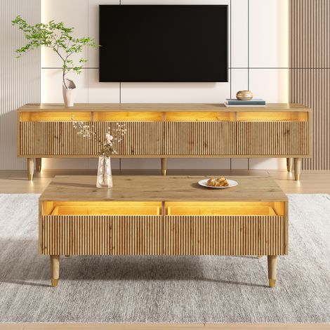Set mobili soggiorno mobile TV e tavolino LED OKMYHOME (1/5)