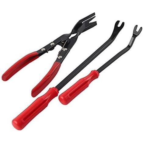3Pcs Outil de Retrait Clips, Rivets Garniture Porte Pinces Extracteur Fixation Barre Levier Kit Réparation Panneau Voiture Tableau Bord - (1/5)