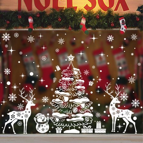 Sticker De Décoration De Noël - Sticker Vitre Statique Sans Colle - Père Noël Renne Bonhomme De Neige - 3 Sets (12 Pièces) (1/5)