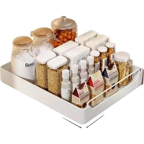 Organizzatore per cassetti scorrevoli, acciaio inox, installazione senza foratura, 35 cm - bianco (1/2)