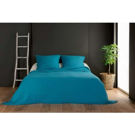 Jeté de lit turquoise capitonné style boutis - 180x240cm - Turquoise