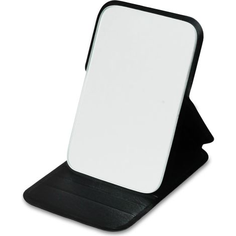 1 Miroir de poche pliable, support réglable, couverture PU, ultrafin, pour voyage, camping, maison (1/5)
