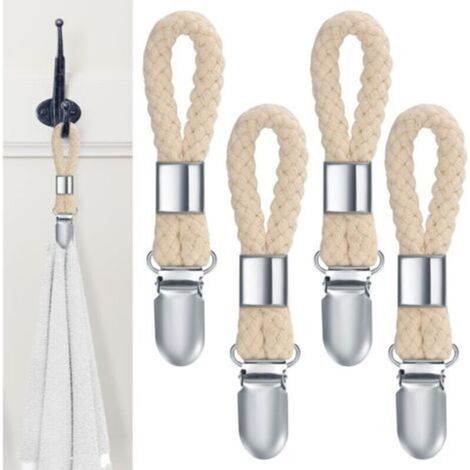 4 Pièces Pince à Serviette, Accroche Torchon, Crochet Torchon Porte Serviette Salle de Bain, Clips Porte-Torchon Placards Serviettes Suspendues (1/5)