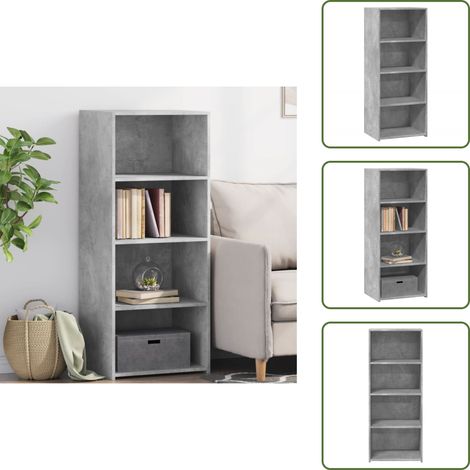 The Living Store Buffet haut gris béton 50x41x124 cm bois d'ingénierie - Buffet Design Intemporel - Meuble Rangement Cuisine - Commode Gris - Buffet Industriel - Meuble Salon (1/5)