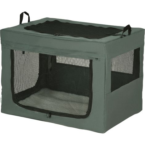 Sac de transport pliable pour animaux de compagnie avec poignée tissu maille 89,5 x 62,5 x 62,5 cm gris noir