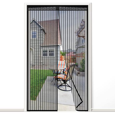Moustiquaire de Porte Magnétique 90x210cm avec joint en dentelle et Aimants Puissants, Maille Durable de Polyester, Bande Magique Plein Cadre, Insecte lourd de Patio Moustiquaire de Porte (1/4)
