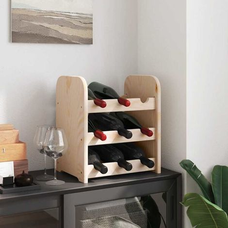 Étagère à Bouteilles de Vin en Bois Massif de Pin, Rangement Compact 33x25x37 cm, Design Rustique pour Cuisine ou Cave (1/5)