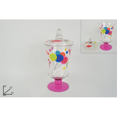 POUTICHE VETRO DIMENSIONE 27CM CON DISEGNI CARAMELLE
