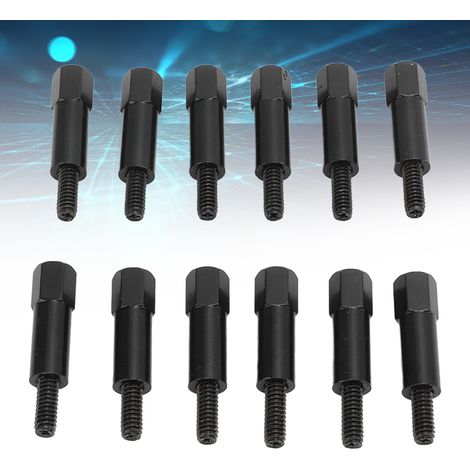 Ensemble de 12 boulons, goujons et écrous hexagonaux noirs pour bouchon de soupape SB Ford 260 289 302 351W (11118-BK) (1/5)