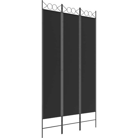 Paravent Cloison de séparation 3 panneaux, Pour Jardin, Balcon, Terrasse Noir 120x220 cm Tissu OIB5337E