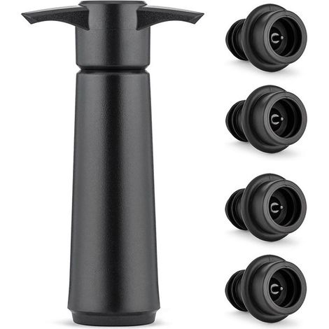 Conservateur de vin avec 4 bouchons sous vide, bouchon de vin, conservateur de vin, bouchon de bouteille réutilisable pour conserver la fraîcheur du vin (pompe à vin + 4 bouchons)-AquaForge