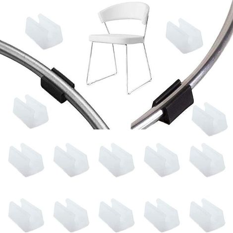 32pcs Patin Pied Chaise Tube Embout Tampon Capuchon Bouchon Protection Plancher Meuble Forme U en Plastique Chaise Casquettes,Chaise Jambe Caps Silicone Tube Pince (10mm,blanc) (1/5)
