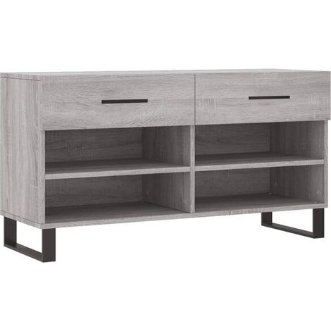 Tabouret à chaussures gris Sonoma, dimensions 102x35x55 cm, en bois composite. (1/5)