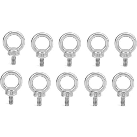 Lot 10 vis à œil M6 en inox, boulons de levage à épaulement, écrous de fixation, vis à œillet en acier inoxydable (1/5)