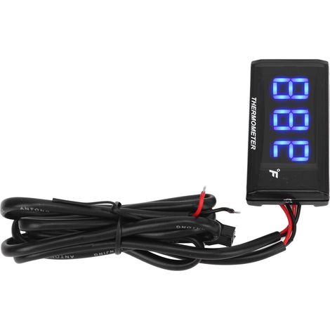 Thermomètre LCD pour moto, ultra-fin et étanche, avec adaptateur pour bougie d'allumage 10 mm, 12 V CC, bleu. (1/5)